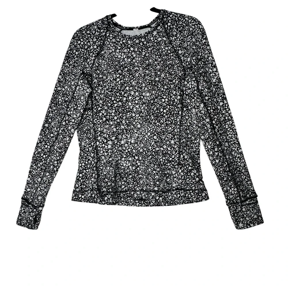 Lululemon Its Rulu Run Long Sleeve Top Size 10 Venture Floral Alpine White Black